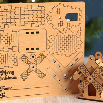 Intra απο ξύλο plywood 3mm-4mm πάχος 3D Χριστουγεννιάτικο Σπίτι |DIY| Χριστουγεννιάτικη κάρτα Δίασταση 15x15 cm INTRAFABR-105659084 - Image 1