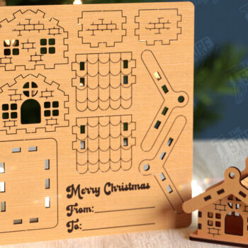 Intra απο ξύλο plywood 3mm-4mm πάχος 3D Χριστουγεννιάτικο Σπίτι |DIY| Χριστουγεννιάτικη κάρτα Δίασταση 15x15 cm INTRAFABR-105659043 - Image 1