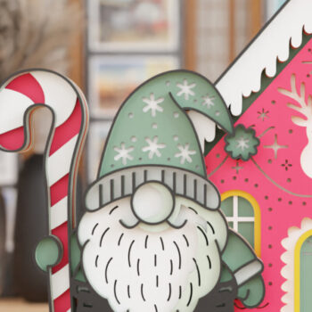 Intra απο ξύλο plywood 3mm-4mm πάχος 3D Χριστουγεννιάτικο Σπίτι Gnome  Δίασταση 1200x1200 cm INTRAFABR-111894313 - Image 1