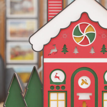 Intra απο ξύλο plywood 3mm-4mm πάχος 3D Χριστουγεννιάτικο Σπίτι Gnome  Δίασταση 1200x1200 cm INTRAFABR-111894308 - Image 1