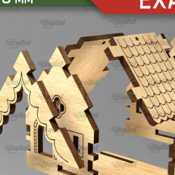 Intra απο ξύλο plywood 3mm-4mm πάχος 3D Χριστουγεννιάτικο Σπίτι . Αναδυόμενη κάρτα Δίασταση 15x15 cm INTRAFABR-106950685 - Image 2