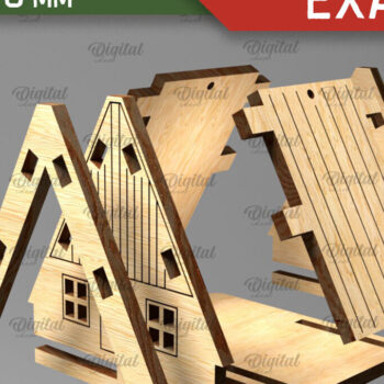 Intra απο ξύλο plywood 3mm-4mm πάχος 3D Χριστουγεννιάτικο Σπίτι . Αναδυόμενη κάρτα Δίασταση 15x15 cm INTRAFABR-106950523 - Image 2