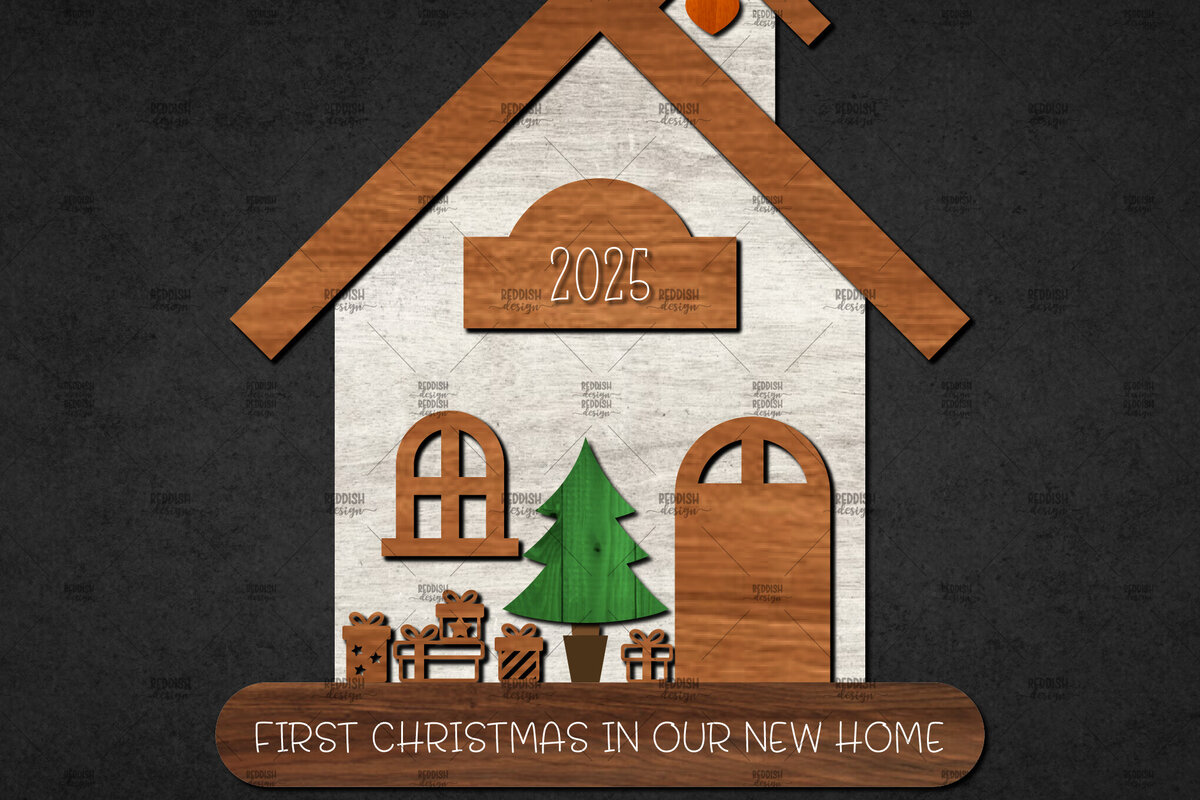 Intra απο ξύλο plywood 3mm-4mm πάχος Τρισδιάστατο χριστουγεννιάτικο σπίτι με στρώσεις Δίασταση 15x15 cm INTRAFABR-110186736