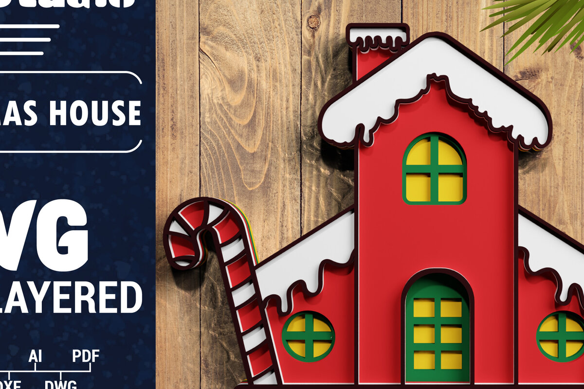 Intra απο ξύλο plywood 3mm-4mm πάχος Τρισδιάστατη κοπή χαρτιού χριστουγεννιάτικου σπιτιού Δίασταση 1200x1200 cm INTRAFABR-71405715