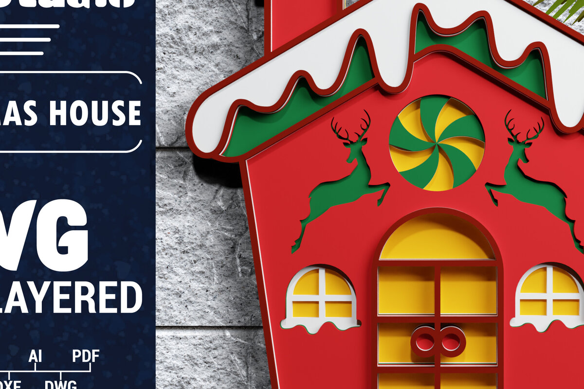 Intra απο ξύλο plywood 3mm-4mm πάχος Τρισδιάστατη κοπή χαρτιού χριστουγεννιάτικου σπιτιού Δίασταση 1200x1200 cm INTRAFABR-71468498