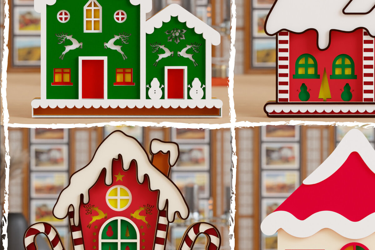 Intra απο ξύλο plywood 3mm-4mm πάχος Τρισδιάστατη δέσμη χριστουγεννιάτικων κομματιών Δίασταση 1500x1500 cm INTRAFABR-106706464