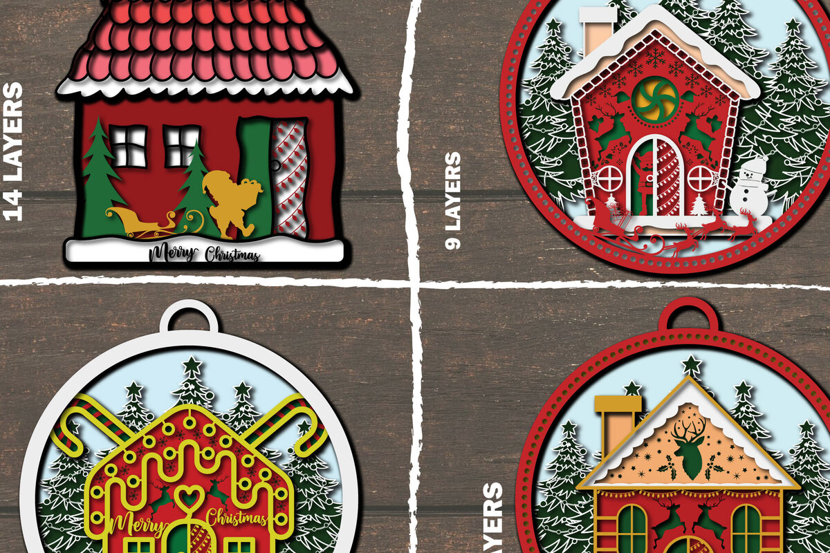 Intra απο ξύλο plywood 3mm-4mm πάχος Τρισδιάστατη κοπή χριστουγεννιάτικου σπιτιού με Δίασταση 1200x1200 cm INTRAFABR-107072837