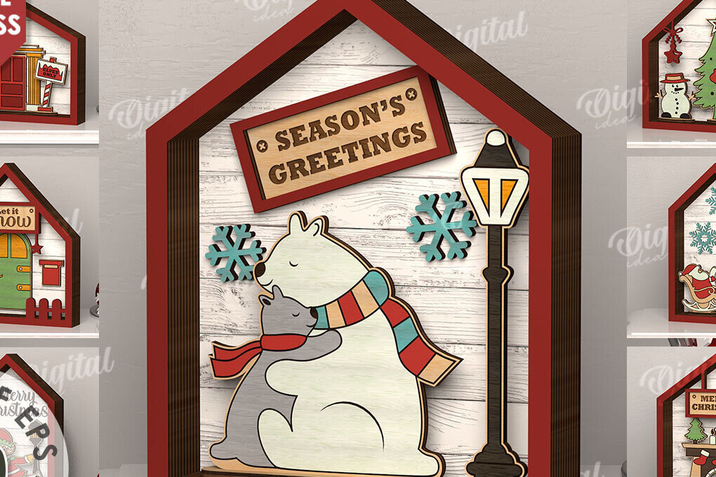 Intra απο ξύλο plywood 3mm-4mm πάχος Δέσμη κοπής με λέιζερ 3D Χριστουγεννιάτικων σπιτιών Δίασταση 15x15 cm INTRAFABR-111206644