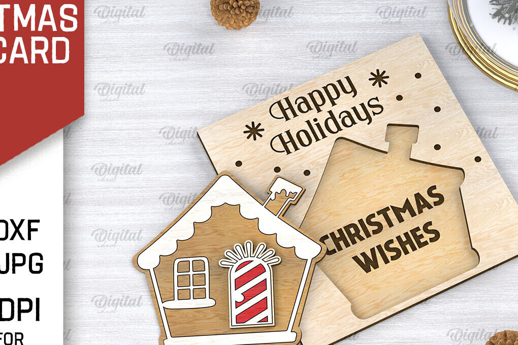 Intra απο ξύλο plywood 3mm-4mm πάχος Τρισδιάστατη χριστουγεννιάτικη παιδική κάρτα κοπής με λέιζερ Δίασταση 15x15 cm INTRAFABR-106599190