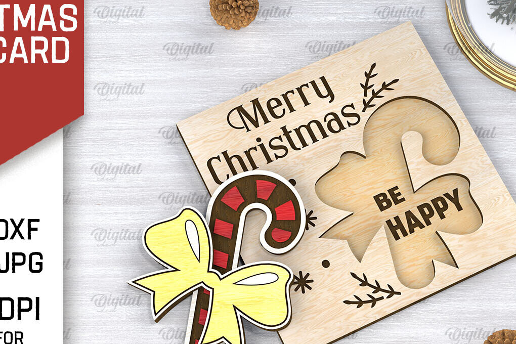 Intra απο ξύλο plywood 3mm-4mm πάχος Τρισδιάστατη χριστουγεννιάτικη παιδική κάρτα κοπής με λέιζερ Δίασταση 15x15 cm INTRAFABR-106599144