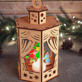 Intra απο ξύλο plywood 3mm-4mm πάχος 3D Χριστουγεννιάτικο Φανάρι | Κηροπήγιο Δίασταση 15x15 cm INTRAFABR-110588436 - Image 1