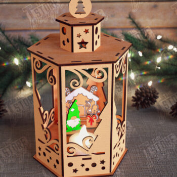 Intra απο ξύλο plywood 3mm-4mm πάχος 3D Χριστουγεννιάτικο Φανάρι | Κηροπήγιο Δίασταση 15x15 cm INTRAFABR-110588483 - Image 1