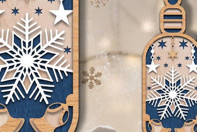 Intra απο ξύλο plywood 3mm-4mm πάχος Τρισδιάστατο χριστουγεννιάτικο φωτιστικό στολίδι με λέιζερ Δίασταση 8x8 cm INTRAFABR-80937967