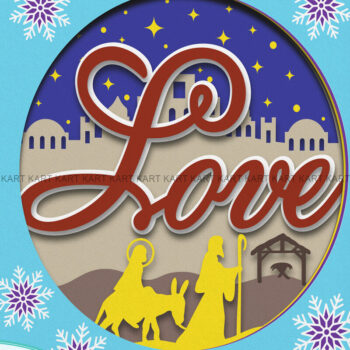 Intra απο ξύλο plywood 3mm-4mm πάχος 3D Christmas Love Shadow Box Δίασταση 8x8 cm INTRAFABR-53941920 - Image 1