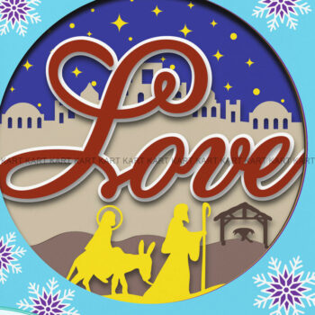 Intra απο ξύλο plywood 3mm-4mm πάχος 3D Christmas Love Shadow Box Δίασταση 8x8 cm INTRAFABR-53941920 - Image 2