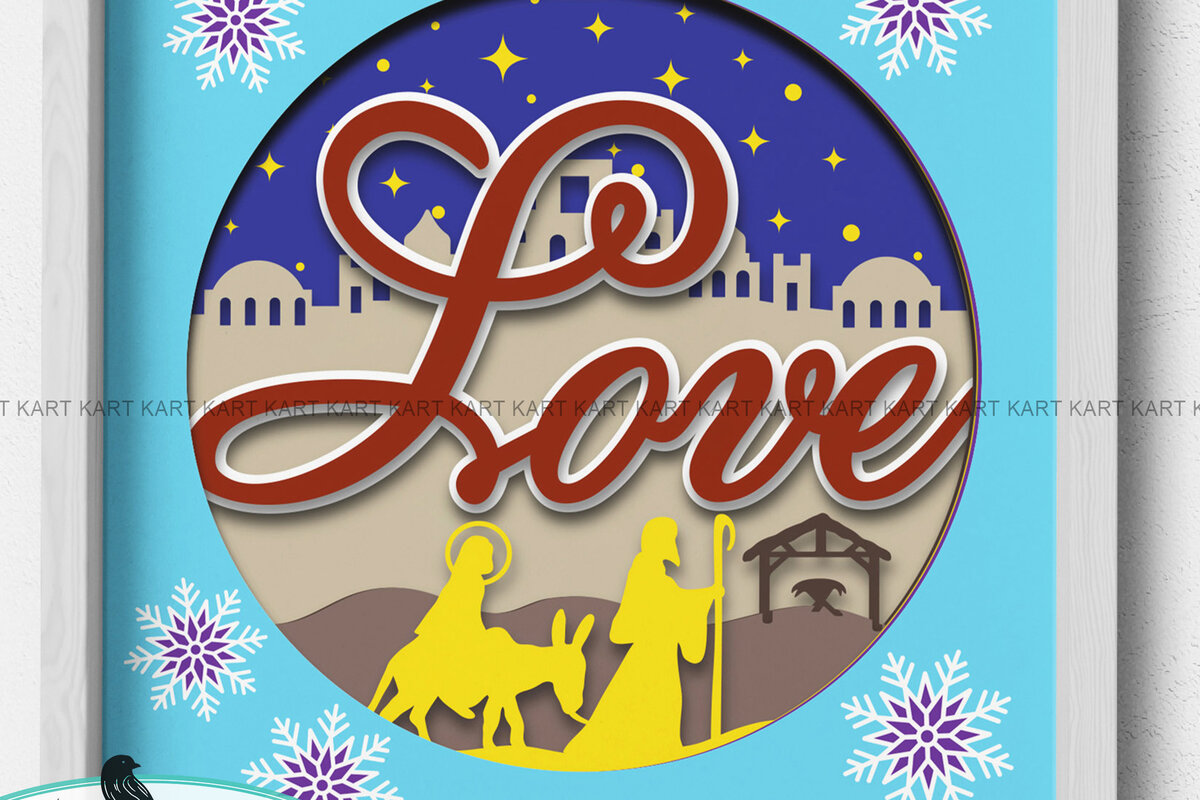 Intra απο ξύλο plywood 3mm-4mm πάχος 3D Christmas Love Shadow Box Δίασταση 8x8 cm INTRAFABR-53941920 - Image 2