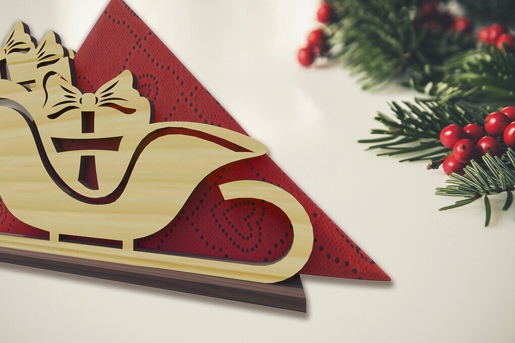 Intra απο ξύλο plywood 3mm-4mm πάχος Τρισδιάστατη χριστουγεννιάτικη θήκη για χαρτοπετσέτα Δίασταση 15x15 cm INTRAFABR-79220676