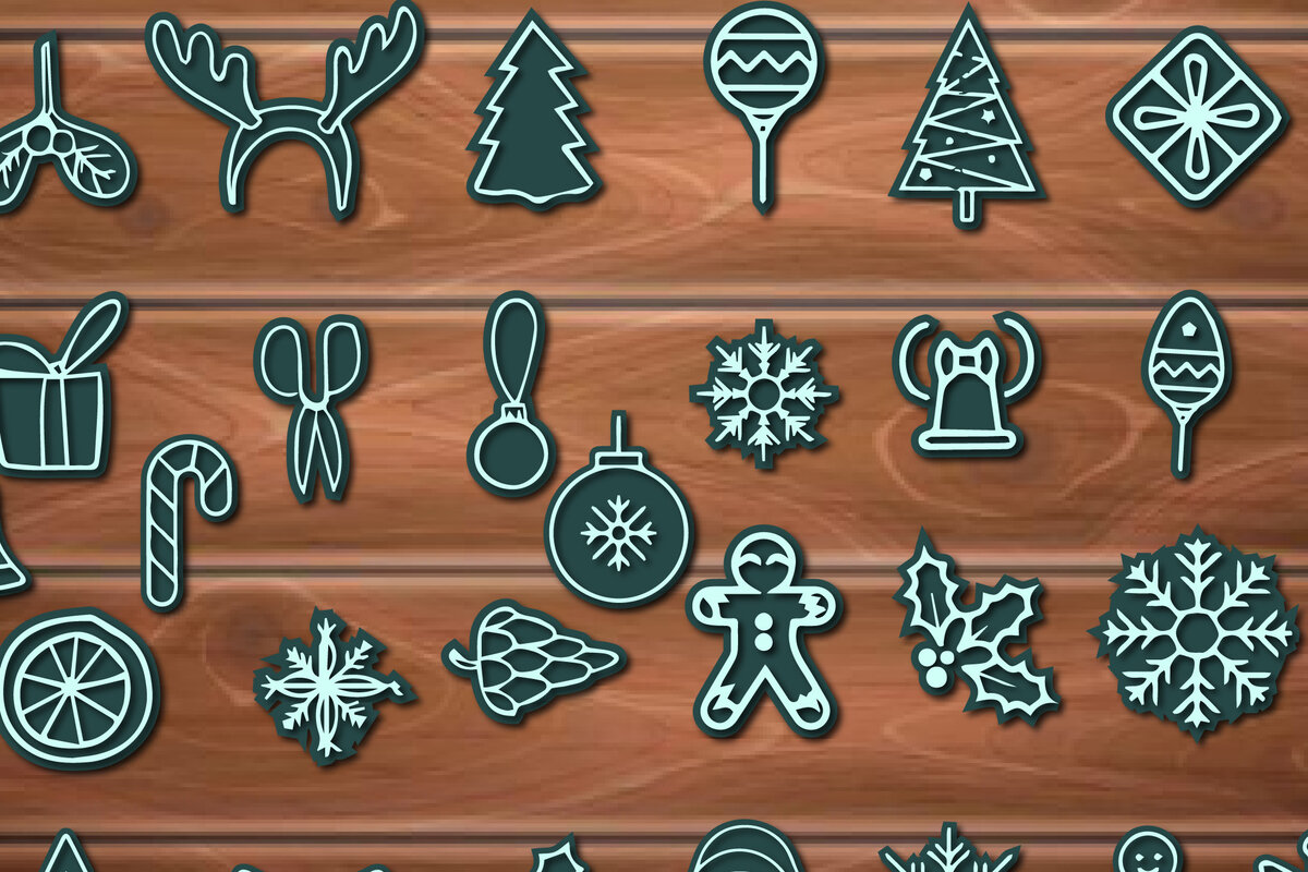 Intra απο ξύλο plywood 3mm-4mm πάχος 3D δέσμη χριστουγεννιάτικων στολιδιών Δίασταση 15x15 cm INTRAFABR-17332856