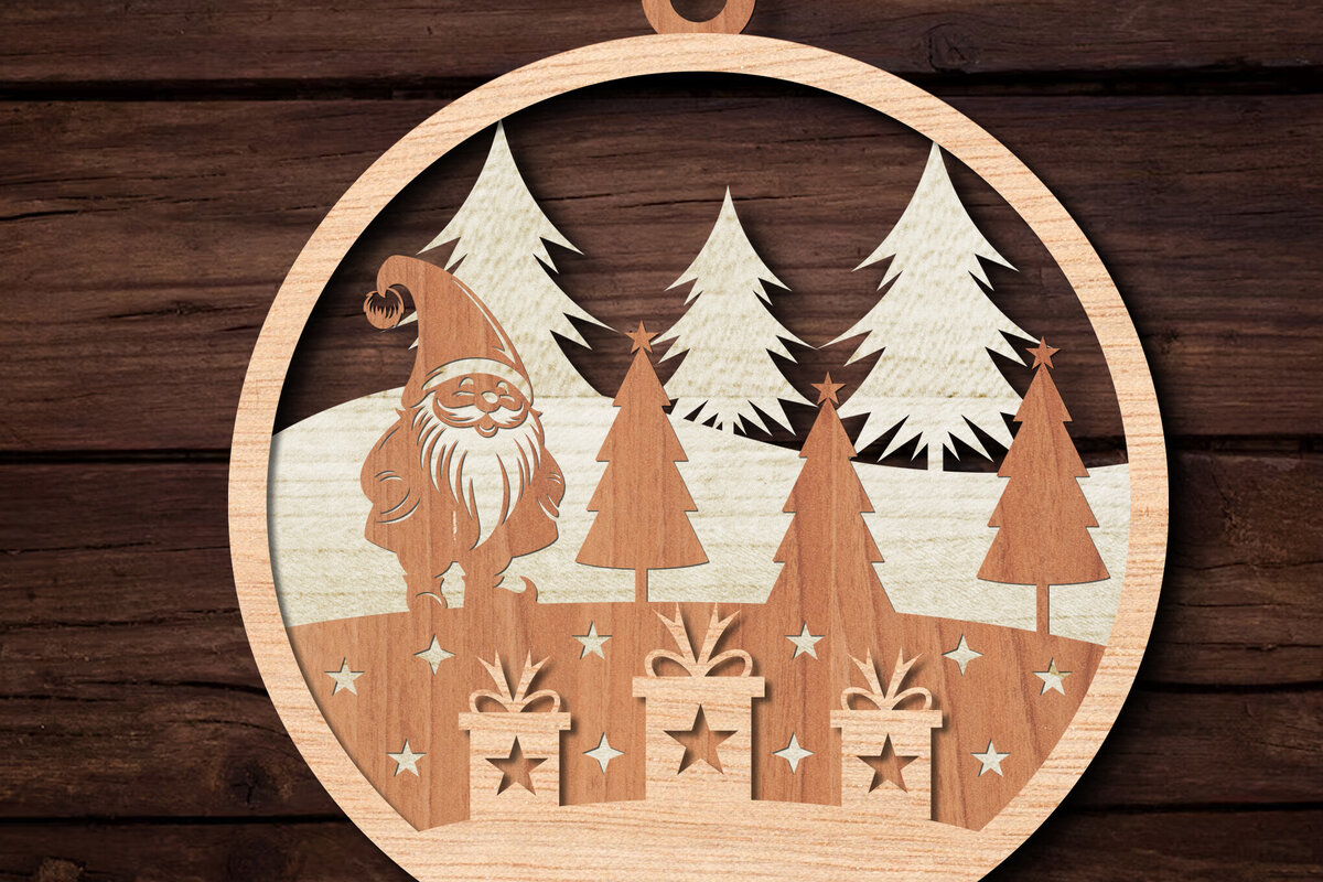 Intra απο ξύλο plywood 3mm-4mm πάχος Τρισδιάστατο χριστουγεννιάτικο στολίδι Δίασταση 8x8 cm INTRAFABR-110378211
