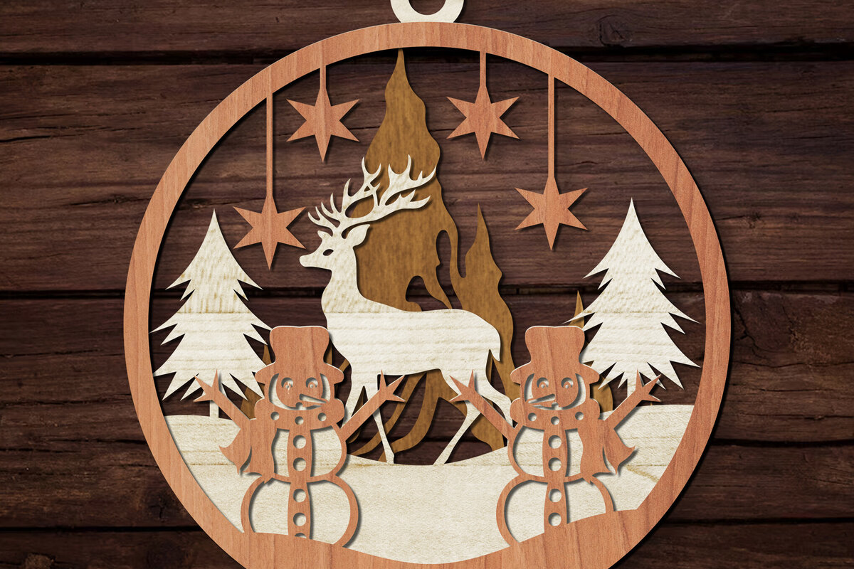 Intra απο ξύλο plywood 3mm-4mm πάχος Τρισδιάστατο χριστουγεννιάτικο στολίδι Δίασταση 8x8 cm INTRAFABR-110378220