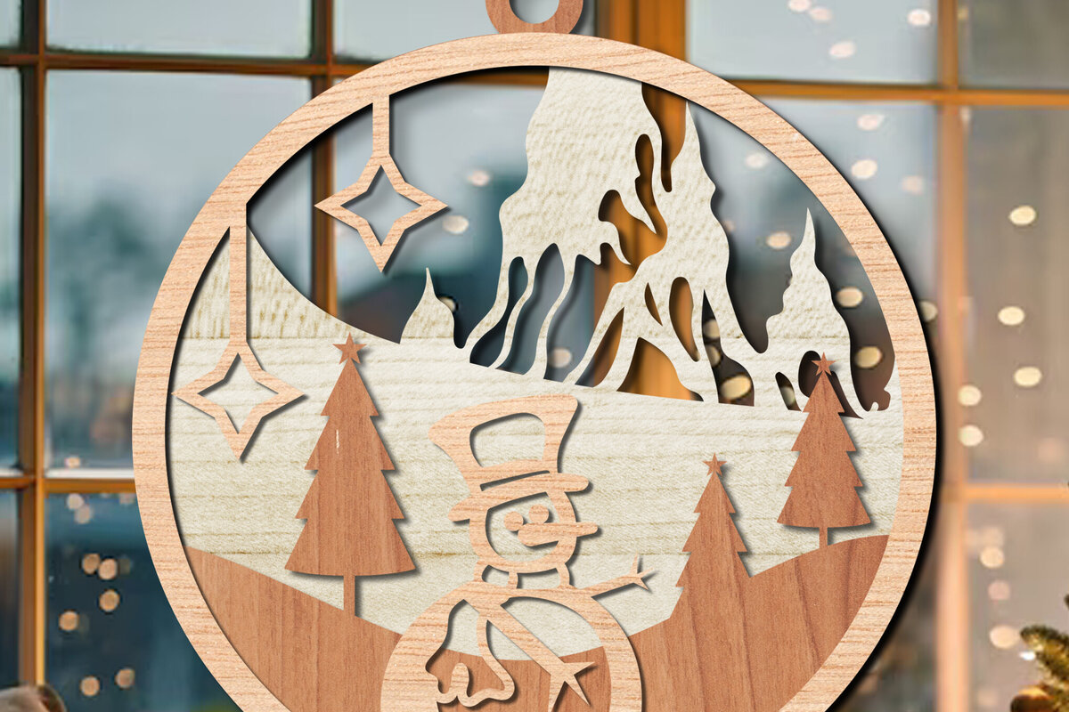 Intra απο ξύλο plywood 3mm-4mm πάχος Τρισδιάστατο χριστουγεννιάτικο στολίδι Δίασταση 8x8 cm INTRAFABR-110378232