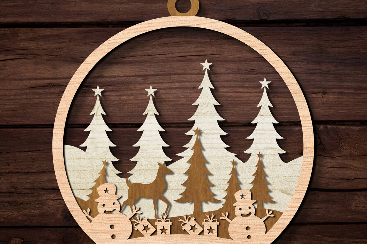 Intra απο ξύλο plywood 3mm-4mm πάχος Τρισδιάστατο χριστουγεννιάτικο στολίδι Δίασταση 8x8 cm INTRAFABR-110378199