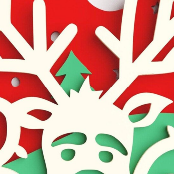 Intra απο ξύλο plywood 3mm-4mm πάχος 3D Χριστουγεννιάτικο Στολίδι Δίασταση 30x30 cm INTRAFABR-77143315 - Image 1