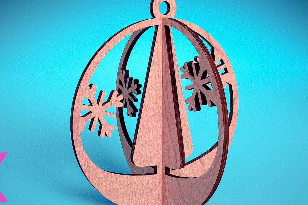 Intra απο ξύλο plywood 3mm-4mm πάχος Τρισδιάστατα χριστουγεννιάτικα στολίδια με λέιζερ | Δίασταση 8x8 cm INTRAFABR-71699167