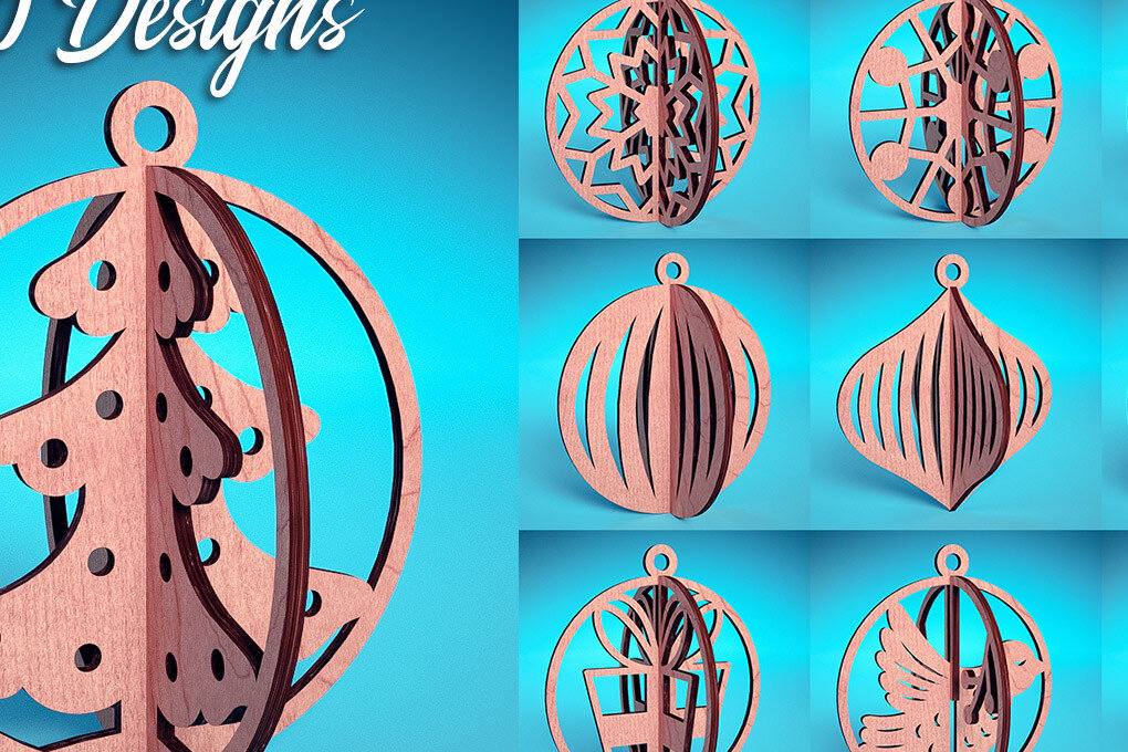 Intra απο ξύλο plywood 3mm-4mm πάχος Τρισδιάστατα χριστουγεννιάτικα στολίδια με λέιζερ | Δίασταση 8x8 cm INTRAFABR-74929241