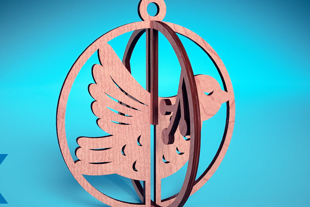 Intra απο ξύλο plywood 3mm-4mm πάχος Τρισδιάστατα χριστουγεννιάτικα στολίδια με λέιζερ | Δίασταση 8x8 cm INTRAFABR-74929375