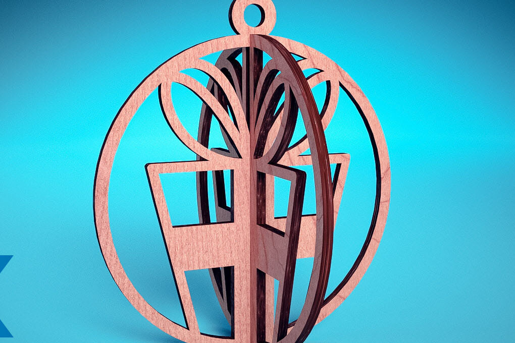 Intra απο ξύλο plywood 3mm-4mm πάχος Τρισδιάστατα χριστουγεννιάτικα στολίδια με λέιζερ | Δίασταση 8x8 cm INTRAFABR-74929394