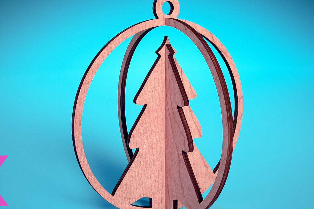 Intra απο ξύλο plywood 3mm-4mm πάχος Τρισδιάστατα χριστουγεννιάτικα στολίδια με λέιζερ | Δίασταση 8x8 cm INTRAFABR-71698847