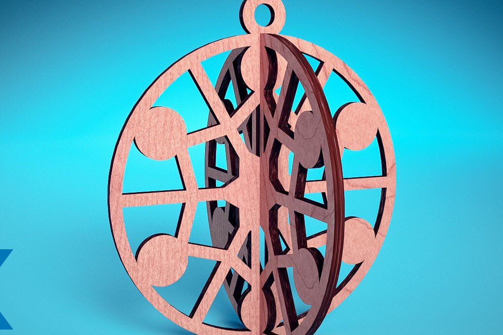 Intra απο ξύλο plywood 3mm-4mm πάχος Τρισδιάστατα χριστουγεννιάτικα στολίδια με λέιζερ | Δίασταση 8x8 cm INTRAFABR-74929487