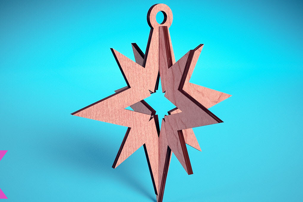 Intra απο ξύλο plywood 3mm-4mm πάχος Τρισδιάστατα χριστουγεννιάτικα στολίδια με λέιζερ | Δίασταση 8x8 cm INTRAFABR-71698990