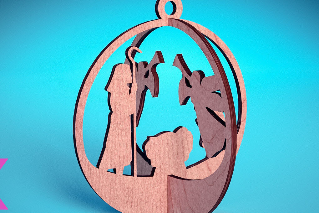 Intra απο ξύλο plywood 3mm-4mm πάχος Τρισδιάστατα χριστουγεννιάτικα στολίδια με λέιζερ | Δίασταση 8x8 cm INTRAFABR-71699072