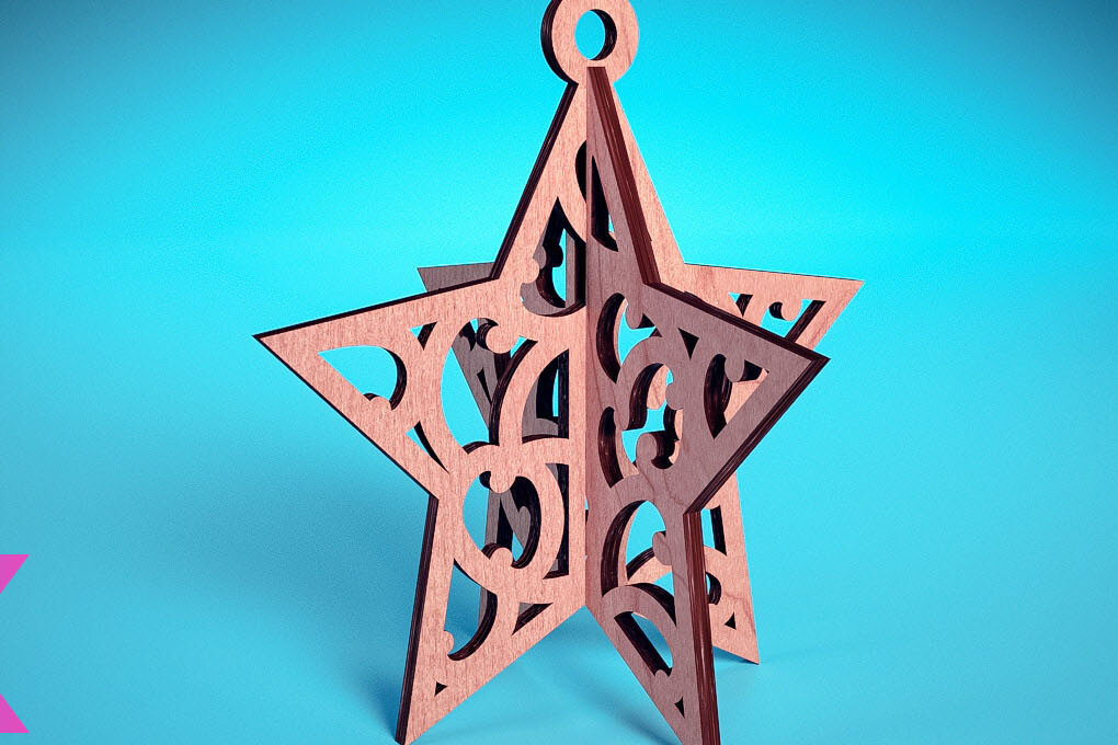 Intra απο ξύλο plywood 3mm-4mm πάχος Τρισδιάστατα χριστουγεννιάτικα στολίδια με λέιζερ | Δίασταση 8x8 cm INTRAFABR-71699088