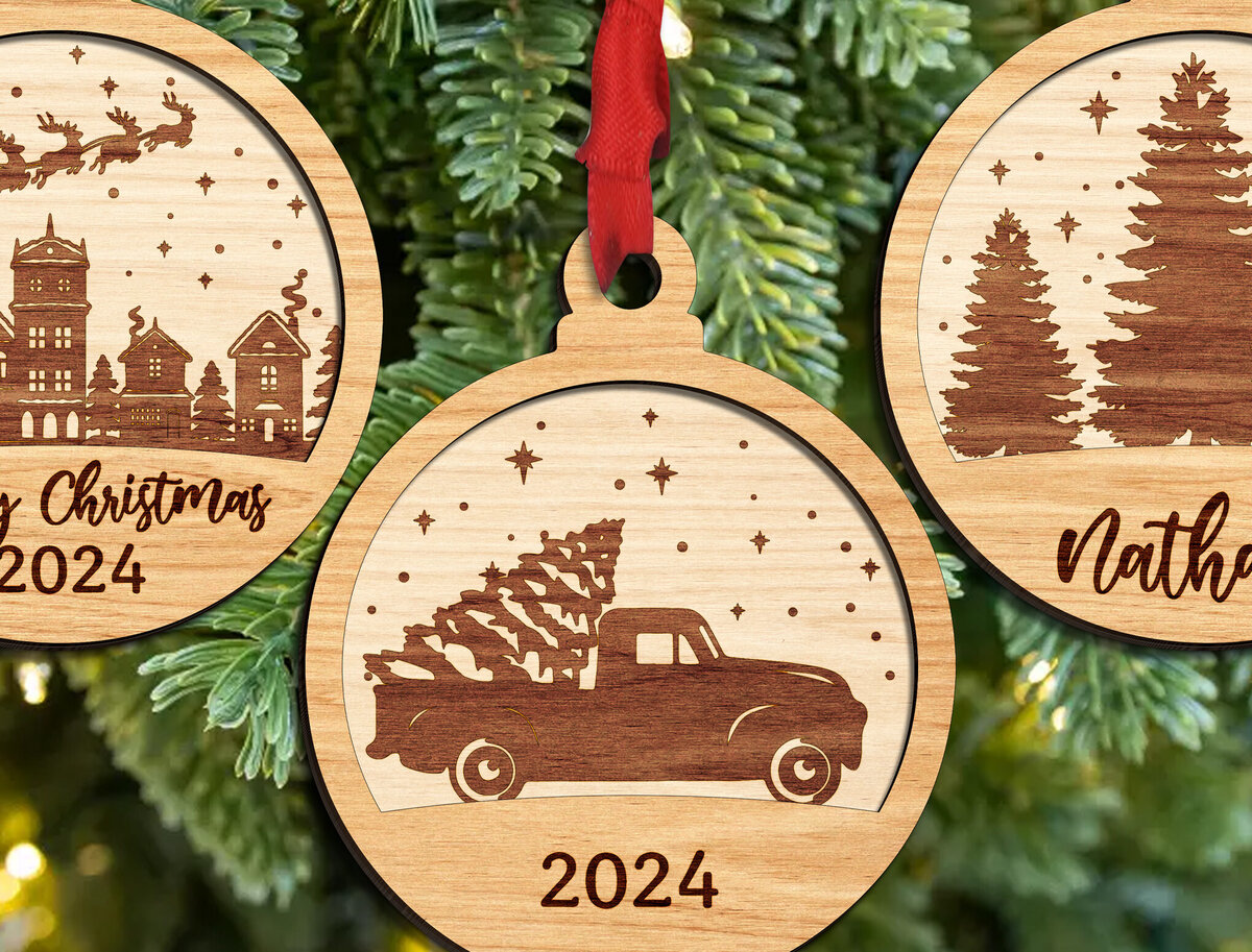 Intra απο ξύλο plywood 3mm-4mm πάχος Τρισδιάστατα χριστουγεννιάτικα στολίδια Δίασταση 8x8 cm INTRAFABR-104704039