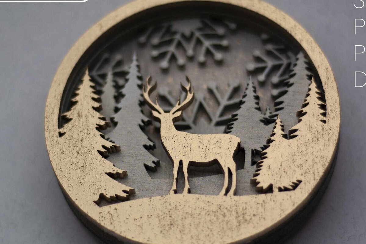 Intra απο ξύλο plywood 3mm-4mm πάχος 3D Χριστουγεννιάτικα στολίδια Layered Δίασταση 3x3 cm INTRAFABR-112045441