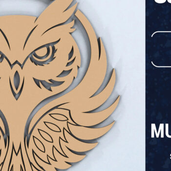 Intra απο ξύλο plywood 3mm-4mm πάχος Τρισδιάστατη Χριστουγεννιάτικη Κουκουβάγια Κόψιμο με λέιζερ Δίασταση 1500x1500 cm INTRAFABR-103968918 - Image 1