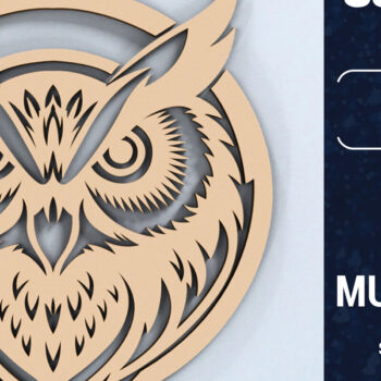 Intra απο ξύλο plywood 3mm-4mm πάχος Τρισδιάστατη Χριστουγεννιάτικη Κουκουβάγια Κόψιμο με λέιζερ Δίασταση 1500x1500 cm INTRAFABR-103968928 - Image 1