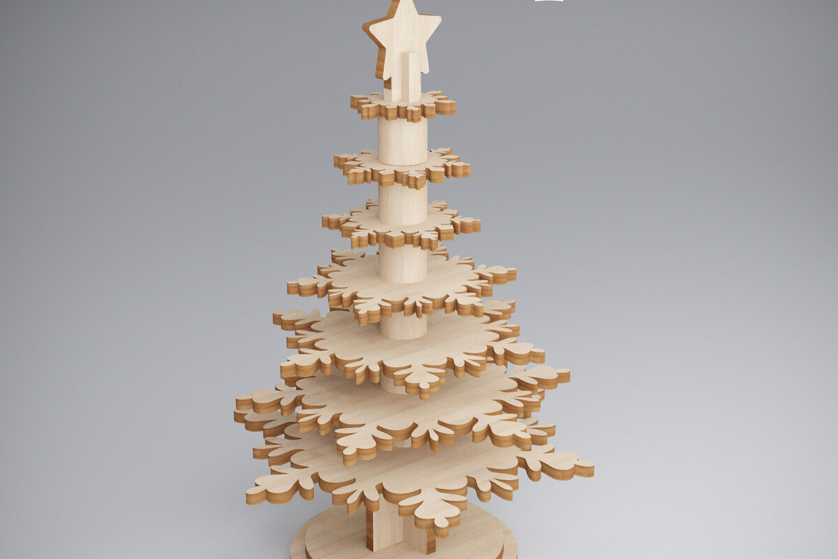 Intra απο ξύλο plywood 3mm-4mm πάχος τρισδιάστατο χριστουγεννιάτικο πεύκο. Xmas Δίασταση 15x15 cm INTRAFABR-81907118