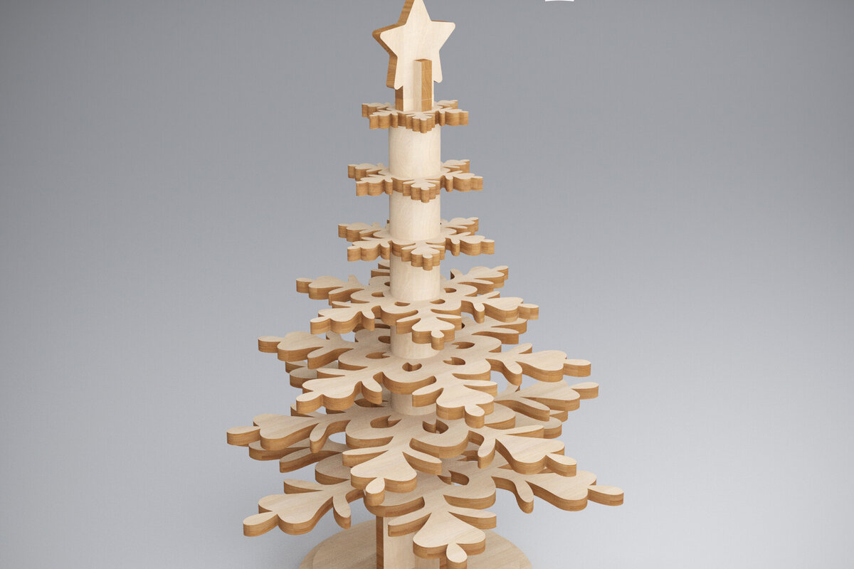 Intra απο ξύλο plywood 3mm-4mm πάχος τρισδιάστατο χριστουγεννιάτικο πεύκο. Xmas Δίασταση 15x15 cm INTRAFABR-81907227