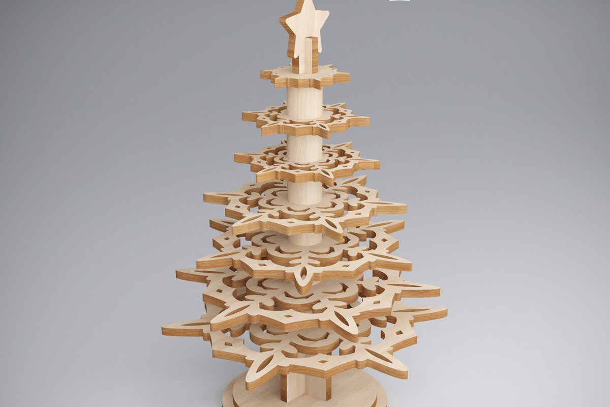 Intra απο ξύλο plywood 3mm-4mm πάχος τρισδιάστατο χριστουγεννιάτικο πεύκο. Xmas Δίασταση 15x15 cm INTRAFABR-81907320