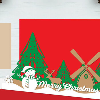 Intra απο ξύλο plywood 3mm-4mm πάχος 3D χριστουγεννιάτικη αναδυόμενη κάρτα Δίασταση 4x6 cm INTRAFABR-111268311 - Image 1