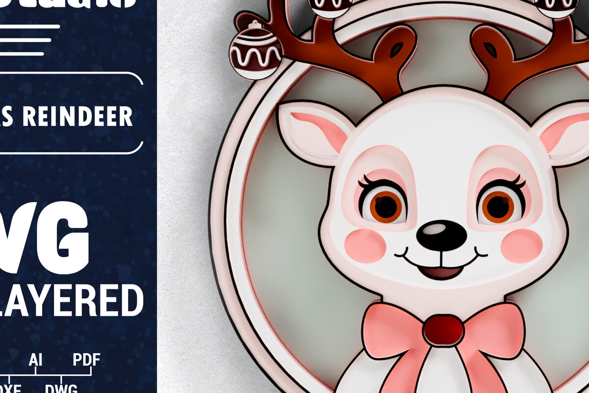 Intra απο ξύλο plywood 3mm-4mm πάχος 3D Χριστουγεννιάτικο Τάρανδο Papercut Δίασταση 1500x1500 cm INTRAFABR-103552248