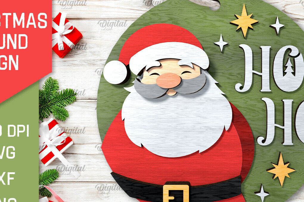 Intra απο ξύλο plywood 3mm-4mm πάχος Τρισδιάστατη χριστουγεννιάτικη στρογγυλή πινακίδα κοπής με λέιζερ Δίασταση 15x15 cm INTRAFABR-105630608