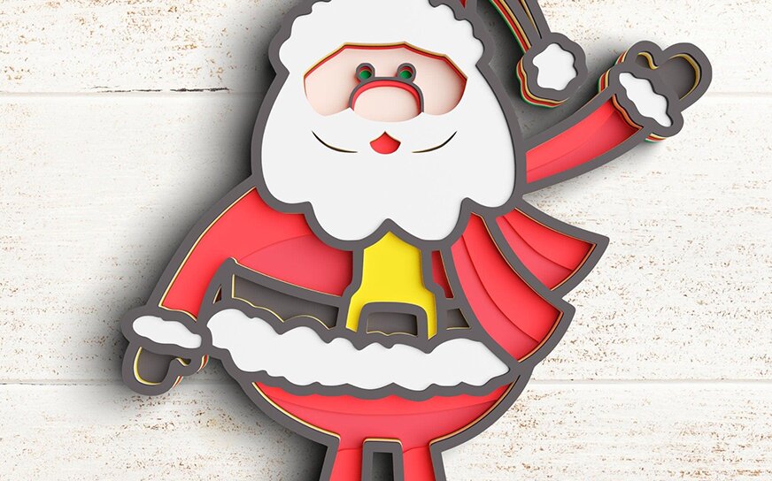 Intra απο ξύλο plywood 3mm-4mm πάχος 3D Christmas Santa 8 Layers Δίασταση 30x30 cm INTRAFABR-77143282