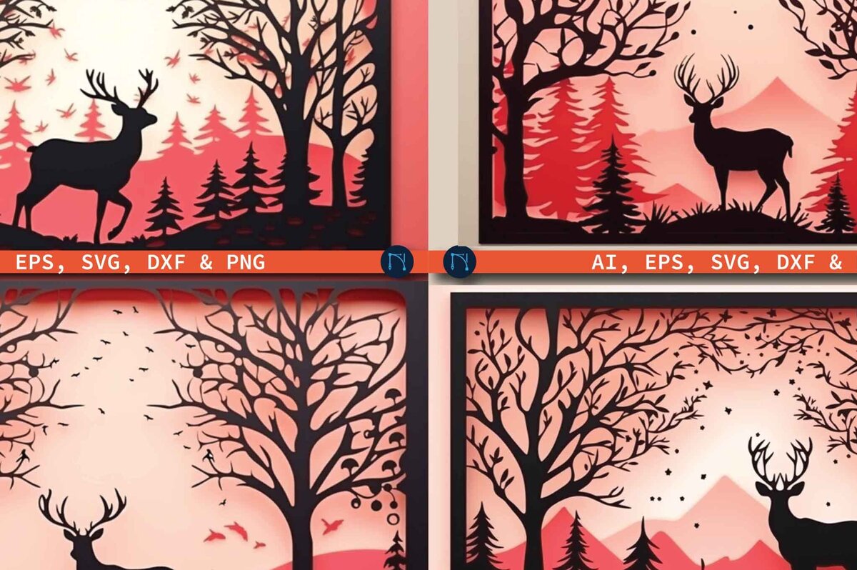 Intra απο ξύλο plywood 3mm-4mm πάχος 3D Χριστουγεννιάτικου Shadow Box Δίασταση 25x25 cm INTRAFABR-80039498