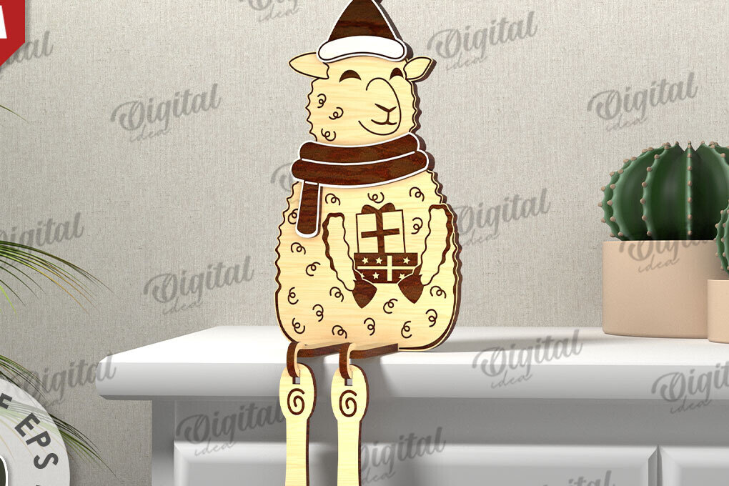 Intra απο ξύλο plywood 3mm-4mm πάχος 3D Χριστουγεννιάτικο σχέδιο κοπής με λέιζερ προβάτων Δίασταση 15x15 cm INTRAFABR-111128922