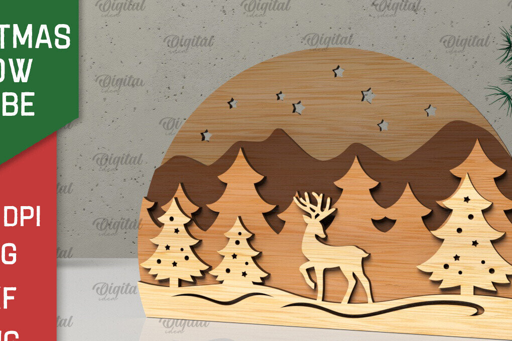 Intra απο ξύλο plywood 3mm-4mm πάχος Τρισδιάστατη Χριστουγεννιάτικη σφαίρα χιονιού Δίασταση 15x15 cm INTRAFABR-105758174